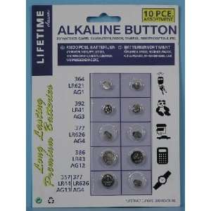  10 Piece Alkaline Button Cell Watch Battery Variety 