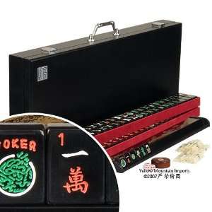   American Jet Black Tiles Mahjong 166 Set Racks Toys & Games
