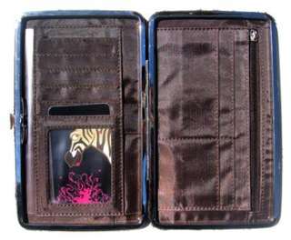 Zebra Fur Animal Design Clutch Case Wallet Brown Trim  