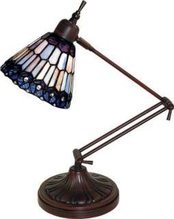 Peatail/Blue Art Nouveau Tiffany Adjustable Desk Lamp  