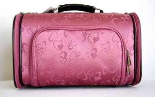 15 Pet Luggage Carrier Dog Cat Travel Bag Pink Hearts  