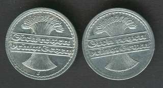 GERMANY SCARCE BEAUTIFUL SET 2 COINS 50 PFENNIG 1920 J  