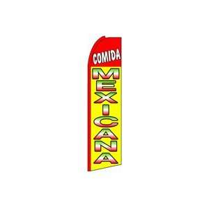  Comida Mexicana (Yellow/Red) Feather Banner Flag (11.5 x 3 