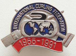 International Curling Federation 25th anniversary 1966 1991 pin badge 