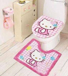 Cartoon Hello Kitty Bathroom Toilet lid Seat Commode Cover Mat Rug 