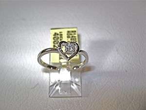 HEART SHAPE PROMISE RING IN 18K WHITE GOLD WITH DIAMOND, SIZE 7 
