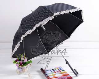 New lady lace trim sun/rain stick Umbrella blue  