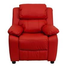 Flash Chair Kids Recliner Red Vinyl with Storage Arms  