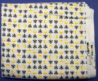   yds VIP Cranston White w/ Yellow Black Dots Fabric 100% Cotton  