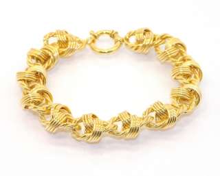 Technibond Love Knot Rosetta Link Bracelet 14K Yellow Gold Clad Silver 