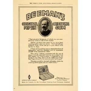  1918 Ad Beemans Pepsin Chewing Gum Nerve Tonic Chicle 