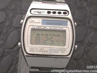   Classic Seiko A156 5000 Solar Alarm Digital LCD Mens Quartz Watch