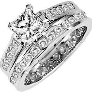 PRINCESS SIMULATED DIAMOND BRIDAL ENGAGEMENT RING SET  