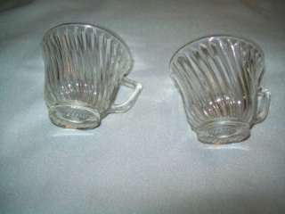 Demitasse or Childs Tea Set Cups Clear Glass Swirl  
