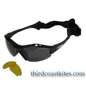 Watersport Sunglasses by Ocean (BLACK) with Yellow and Smoke Lenses 