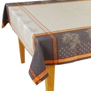   Grey Jacquard Double Woven Cotton Tablecloth 63 x 98