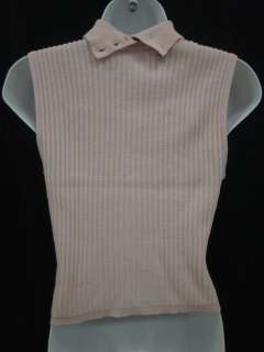 SONIA RYKIEL Pink Wool Ribbed Sleeveless Sweater SZ 44  