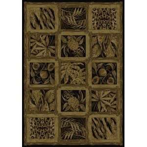  African Queen Jungle Leaf Leopard & Bamboo Border Area Rug 