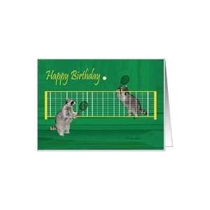  Birthday, Raccoons playing tennis Card Health & Personal 