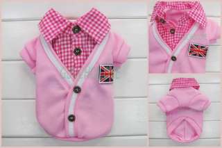 Dog Pet Clothes T Shirt Collar Top Outfit Pink Noble ★  