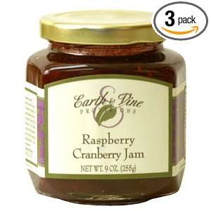 Earth & Vine Provisions Raspberry Cranberry Jam, 9 Ounce Jars (Pack of 