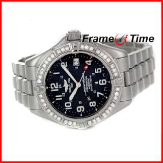   Men Diamond SuperOcean Automatic Black SS Stainless Steel Watch A17345