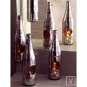   Antiqued Mercury Glass Recycled Bottle Tealight Holder