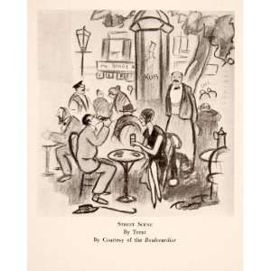   Restaurant Waiter Couple   Original Halftone Print