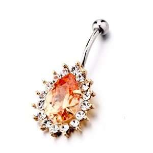   Drop Shaped Rhinestone Dangle Belly Button Rings Pugster Jewelry