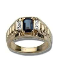 Dia 7X5 Emerald Cut Sapphire Mens Rolex Ring