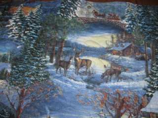 Handmade table Runner Christmas Winter Snow Scene deer wildlife 