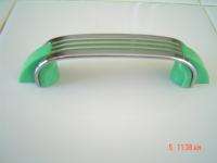   1940s 1950s CHROME DRAWER Cabinet Pulls Handles GREEN LINES art deco