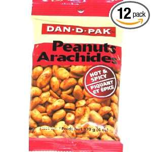Dan D Pak Hot And Spicy Peanuts, 6 Ounces (Pack Of 12)  