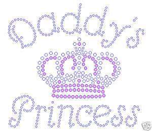 Daddys Princess w/ Crown RHINESTONE IRON ON TRANSFER  