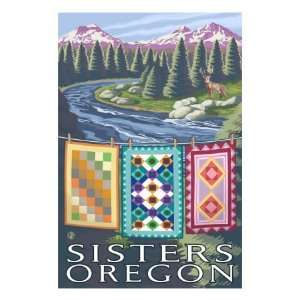  Sisters, Oregon, Quilt Scene Premium Giclee Poster Print 
