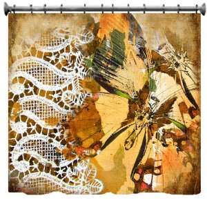  Vintage Butterfly & Lace Abstraction Shower Curtain  69 X 