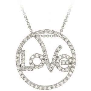   Stonez Sterling Silver Cubic Zirconia Circle Love Necklace Jewelry