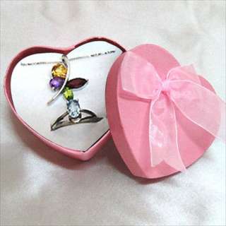 pcs PINK HEART RING/NECKLACE PRESENT GIFT CASE BOX  