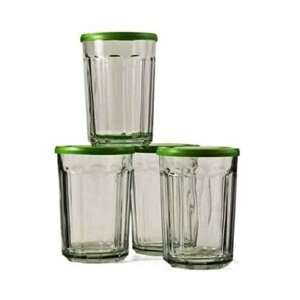   Glass 4 Piece Storage Jar / Cooler, Green Lid, 21 Ounce Kitchen