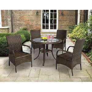  Camden Rattan Dining Set   5 Pieces (4 Arm Chairs and 