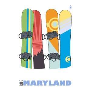  Maryland, Snowboards in the Snow Premium Poster Print 