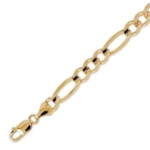 14K Solid Yellow Gold Figaro Chain Bracelet 8.5mm (21/64 in.)   8.5 in 