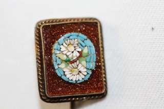 ANTIQUE VICTORIAN GLITTERED BACKGROUND FINE MICRO MOSAIC STICK PIN 