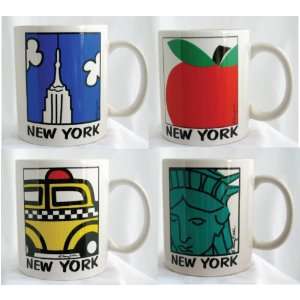  New York Mug Souvenir Gift Set Of 4 Designs Empire State 