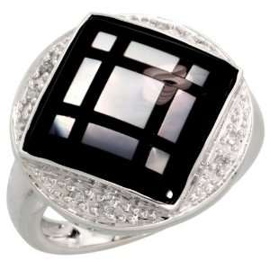 10k White Gold (Square in Circle) Diamond Ring, w/ Brilliant Cut 