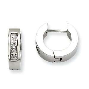    Stainless Steel CZ Polished Round Hinged Hoop Earrings Jewelry