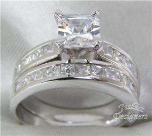 2ct Princess Cut Engagement/Wedding Ring Set, Size 9  