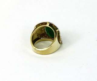 18K GOLD 9.5 CTS EMERALD & DIAMONDS WIDE BAND RING  