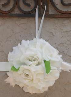 12 FLOWER BALLS / IVORY CREAM ~ Kissing Ball Pomander Wedding Flowers 