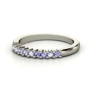   Slim Nine Gem Band Ring, 14K White Gold Ring with Tanzanite Jewelry